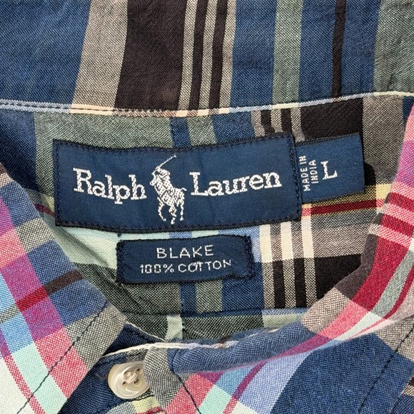 Ralph Lauren Blake Plaid Short Sleeve Button Down Shirt Men's Size L - Picture 4 of 7